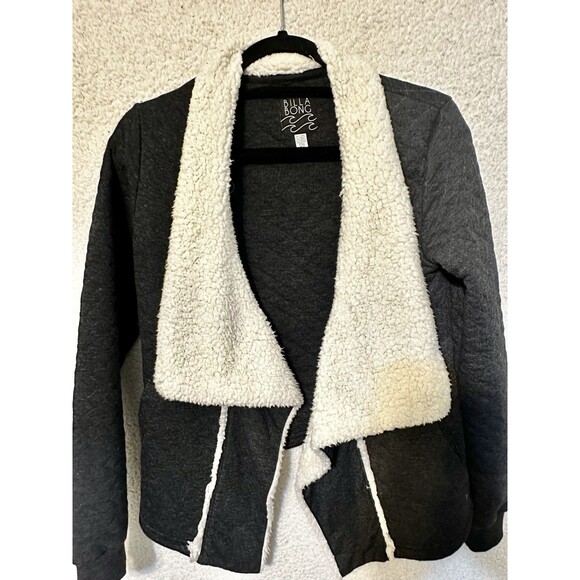 Billabong Sherpa Quilted Jacket Women's Casual Navy Blue Open Front Small - Picture 2 of 14